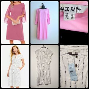 Grace Karin Chiffon Flutter Sleeve Dress + Loft Dobby Utility Midi Dress -  sz 8